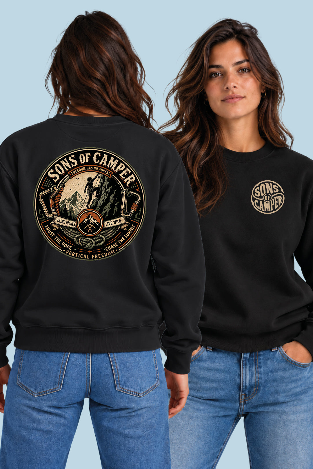 Sudadera Pirineos Sons of Camper color Negro, vista mujer