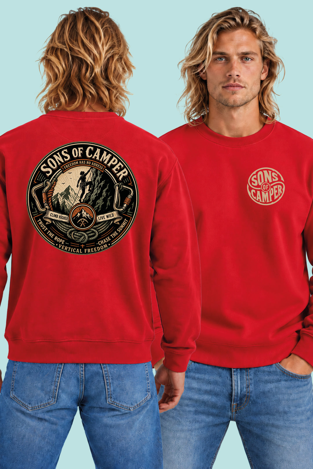 Sudadera Pirineos Sons of Camper color Rojo, vista hombre