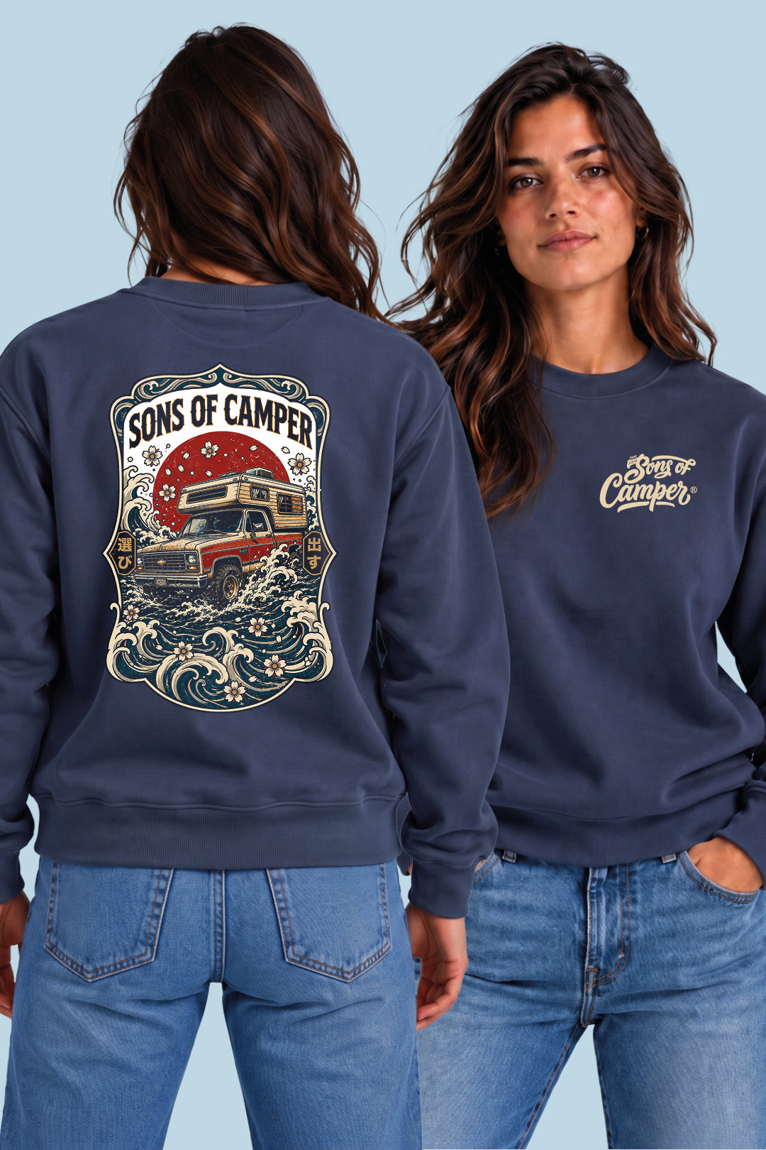 Sudadera River Sons of Camper color Navy, vista mujer