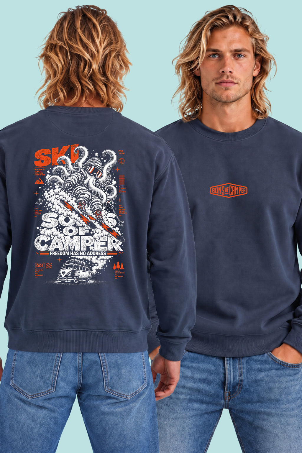 Sudadera Ski Sons of Camper color Navy, vista hombre