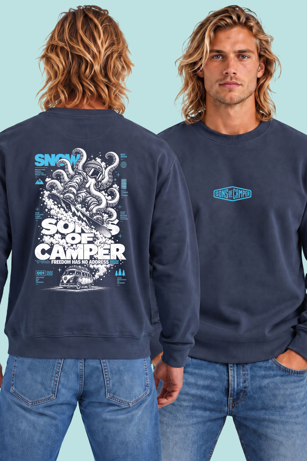 Sudadera Snow Sons of Camper color Navy, vista hombre