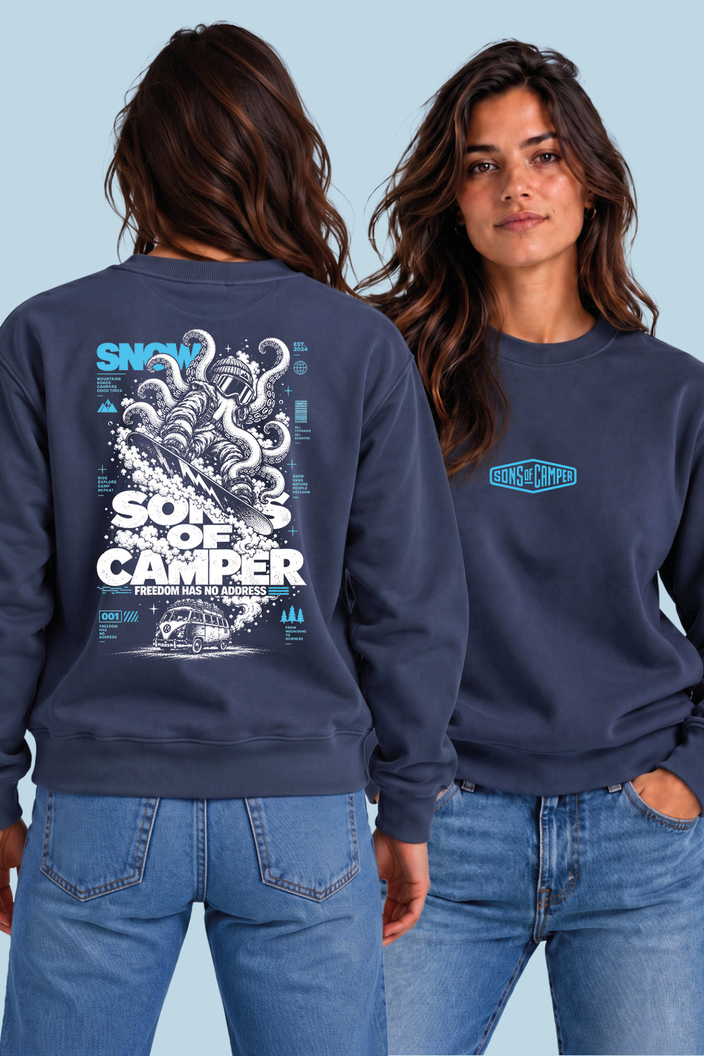 Sudadera Snow Sons of Camper color Navy, vista mujer