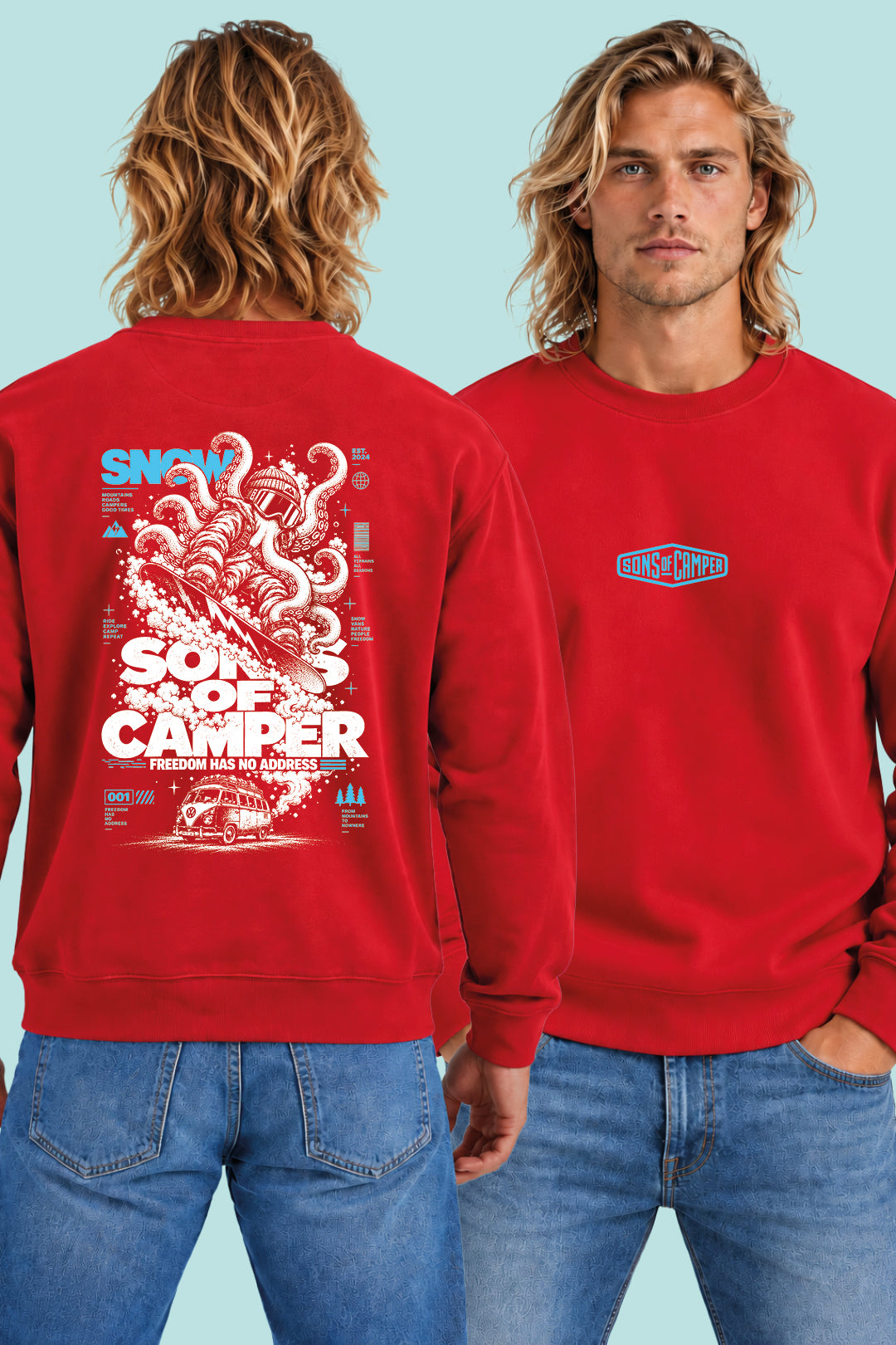 Sudadera Snow Sons of Camper color Rojo, vista hombre