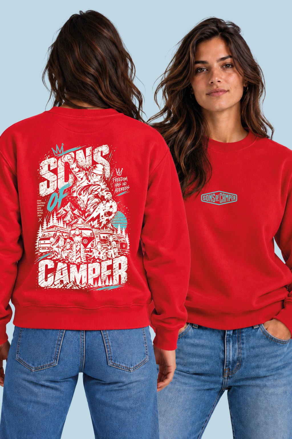 Sudadera Snowmass Sons of Camper color Rojo, vista mujer