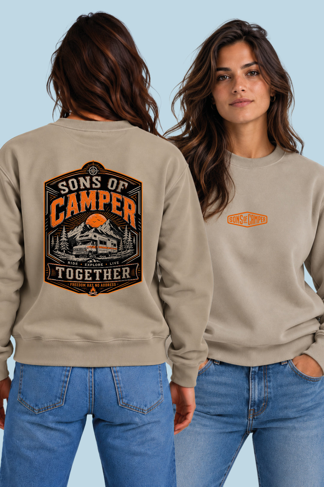 Sudadera Together Sons of Camper color Arena, vista mujer