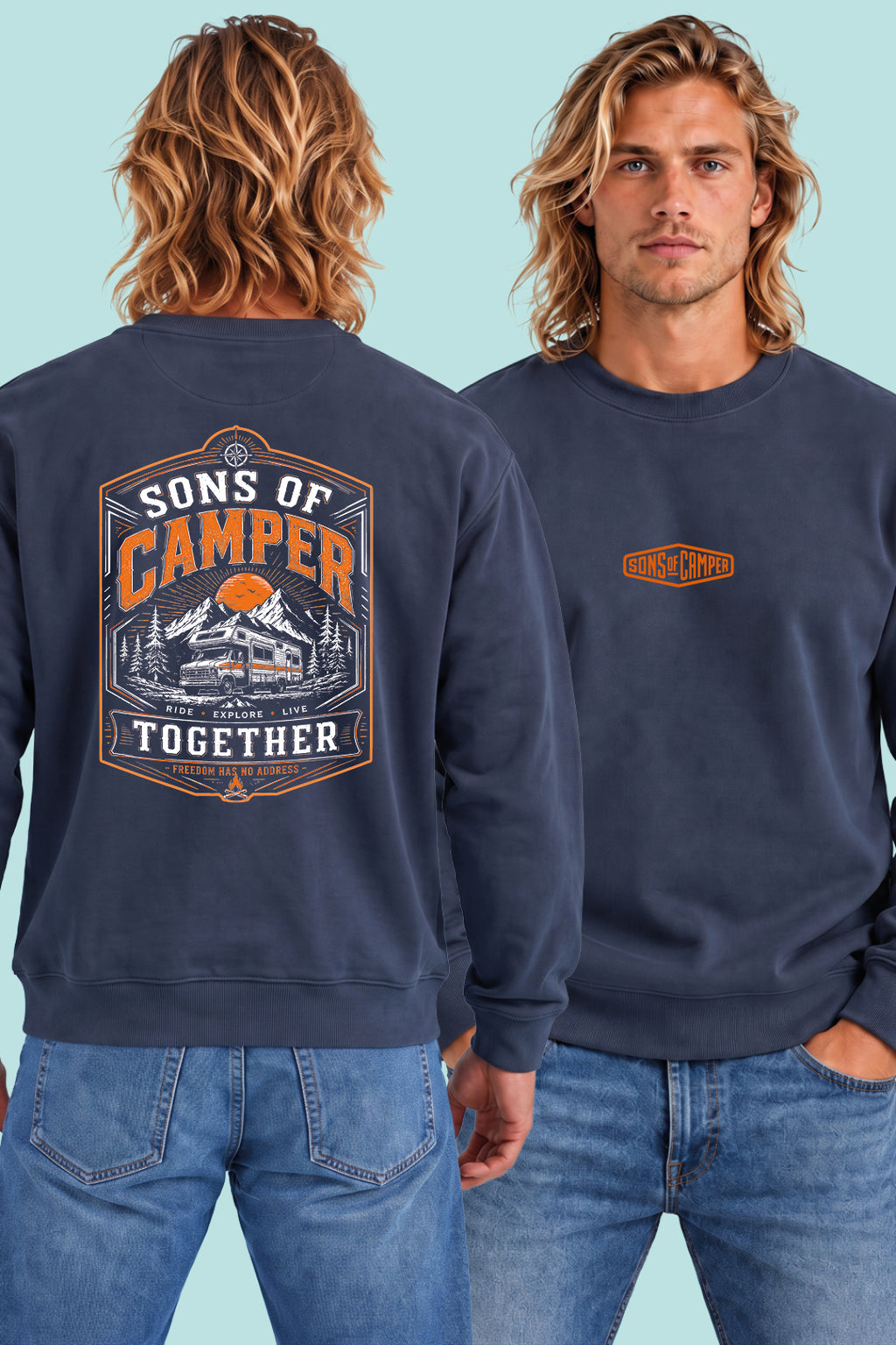 Sudadera Together Sons of Camper color Navy, vista hombre
