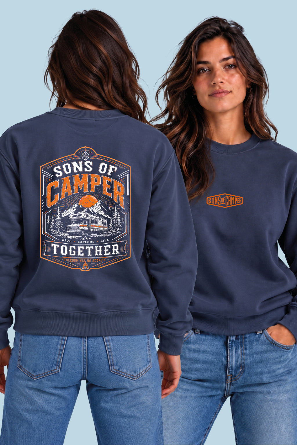Sudadera Together Sons of Camper color Navy, vista mujer