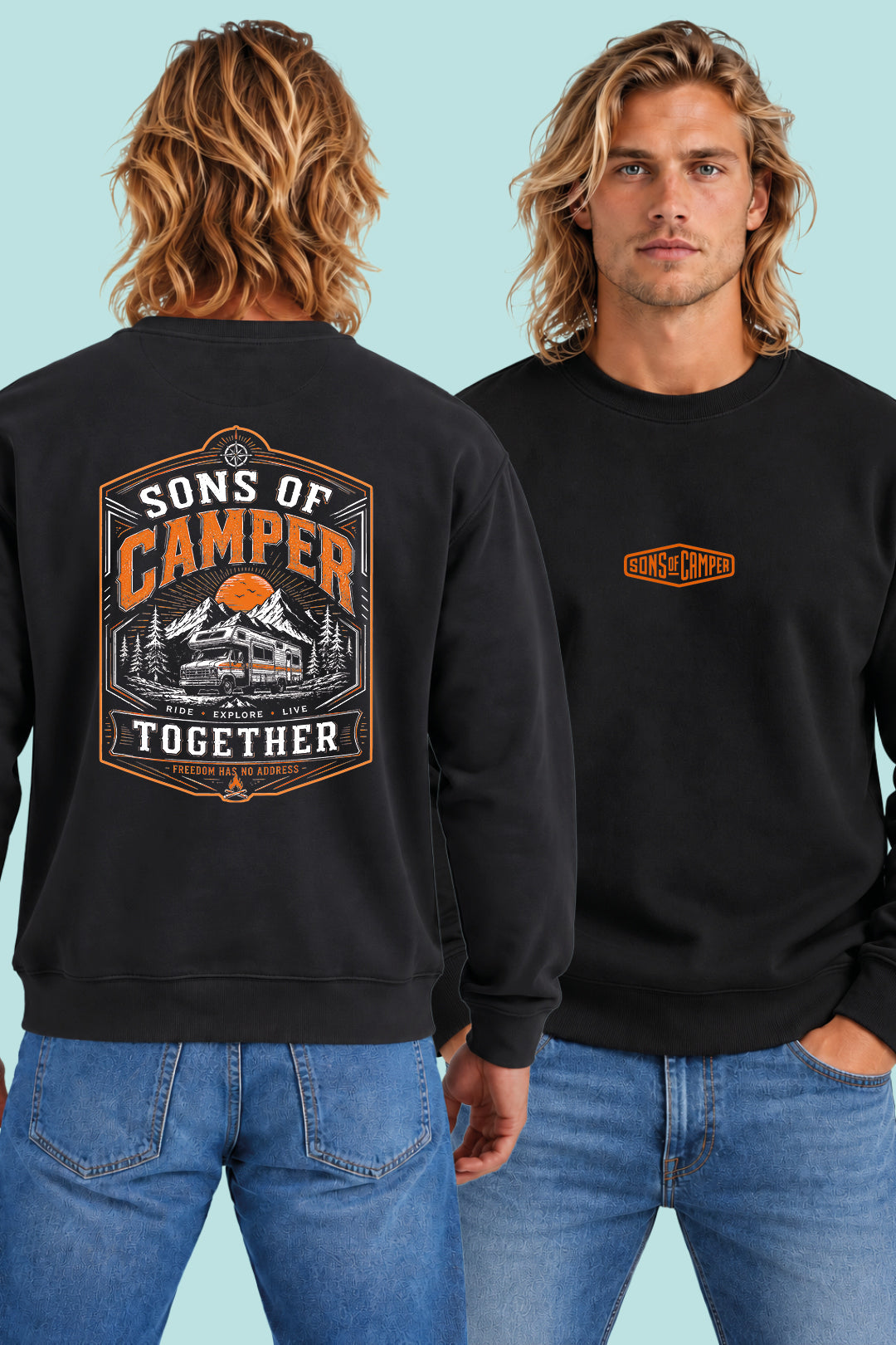 Sudadera Together Sons of Camper color Negro, vista hombre