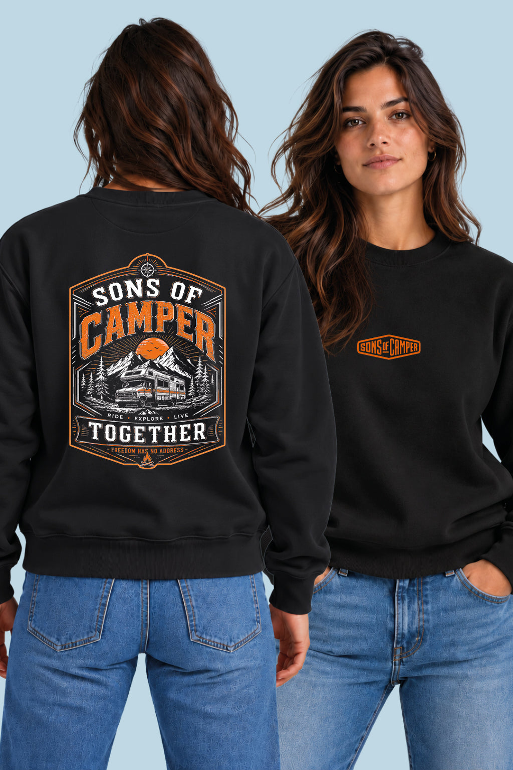 Sudadera Together Sons of Camper color Negro, vista mujer