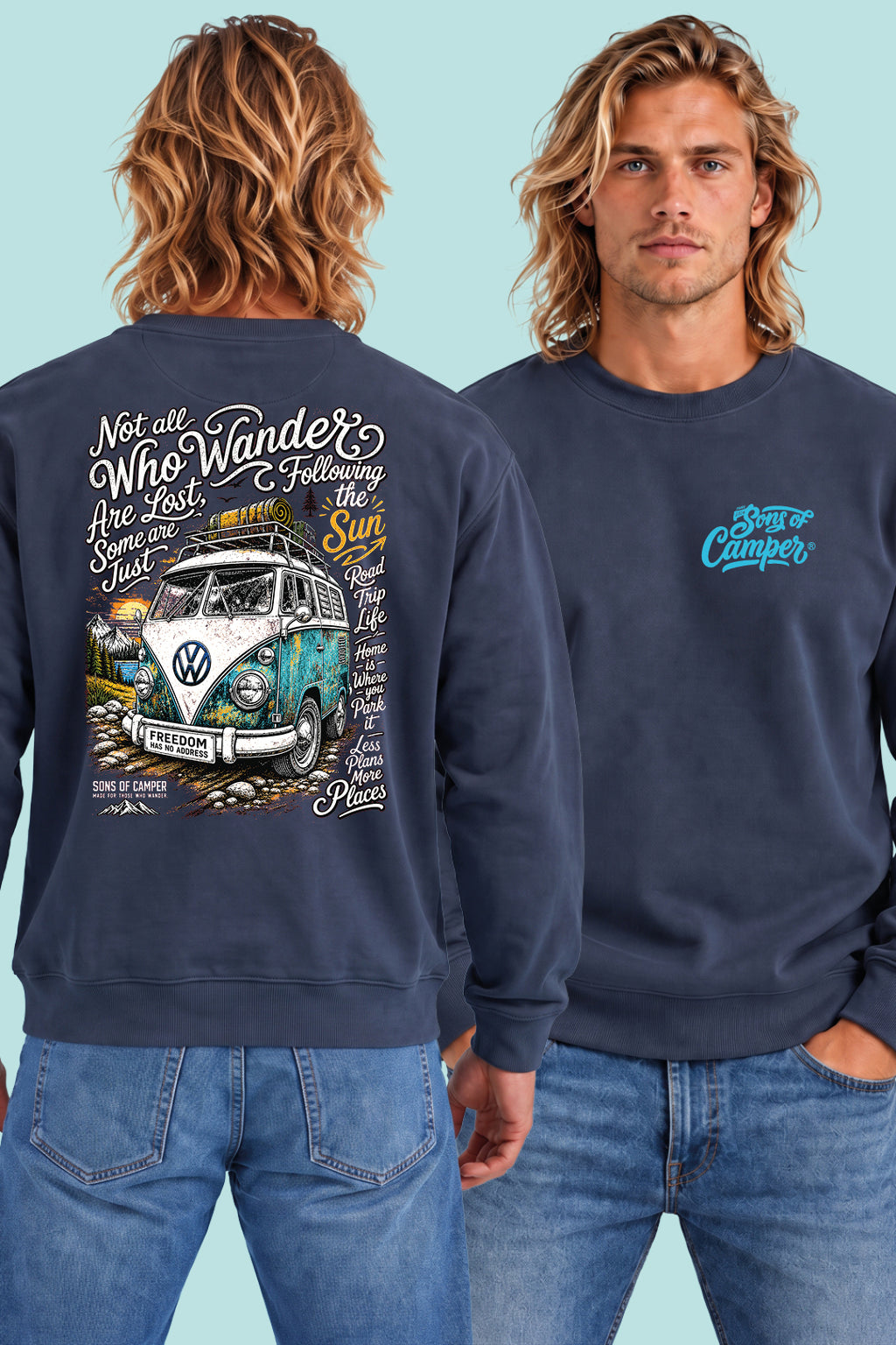 Sudadera Wander Sons of Camper color Navy, vista hombre