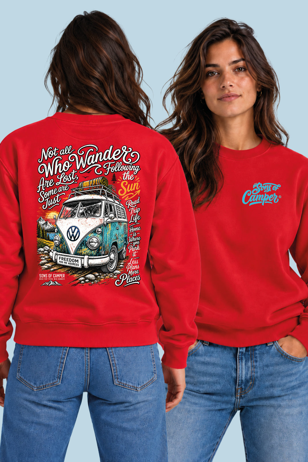 Sudadera Wander Sons of Camper color Rojo, vista mujer