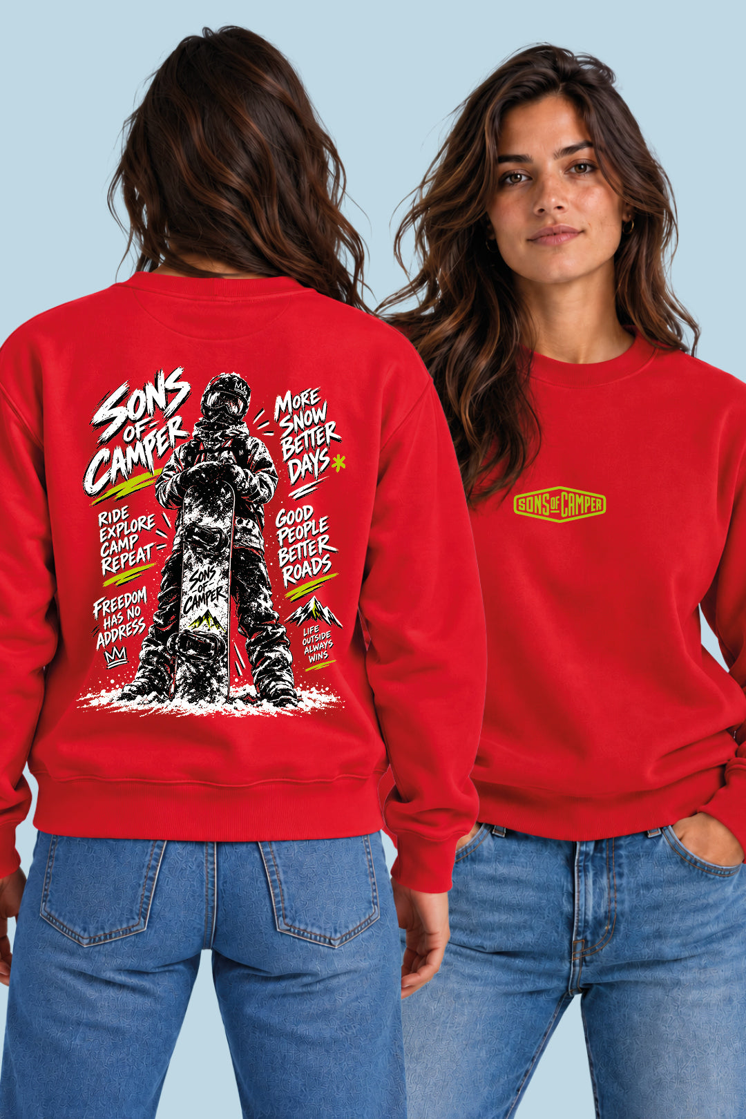Sudadera Zermatt Sons of Camper color Rojo, vista mujer