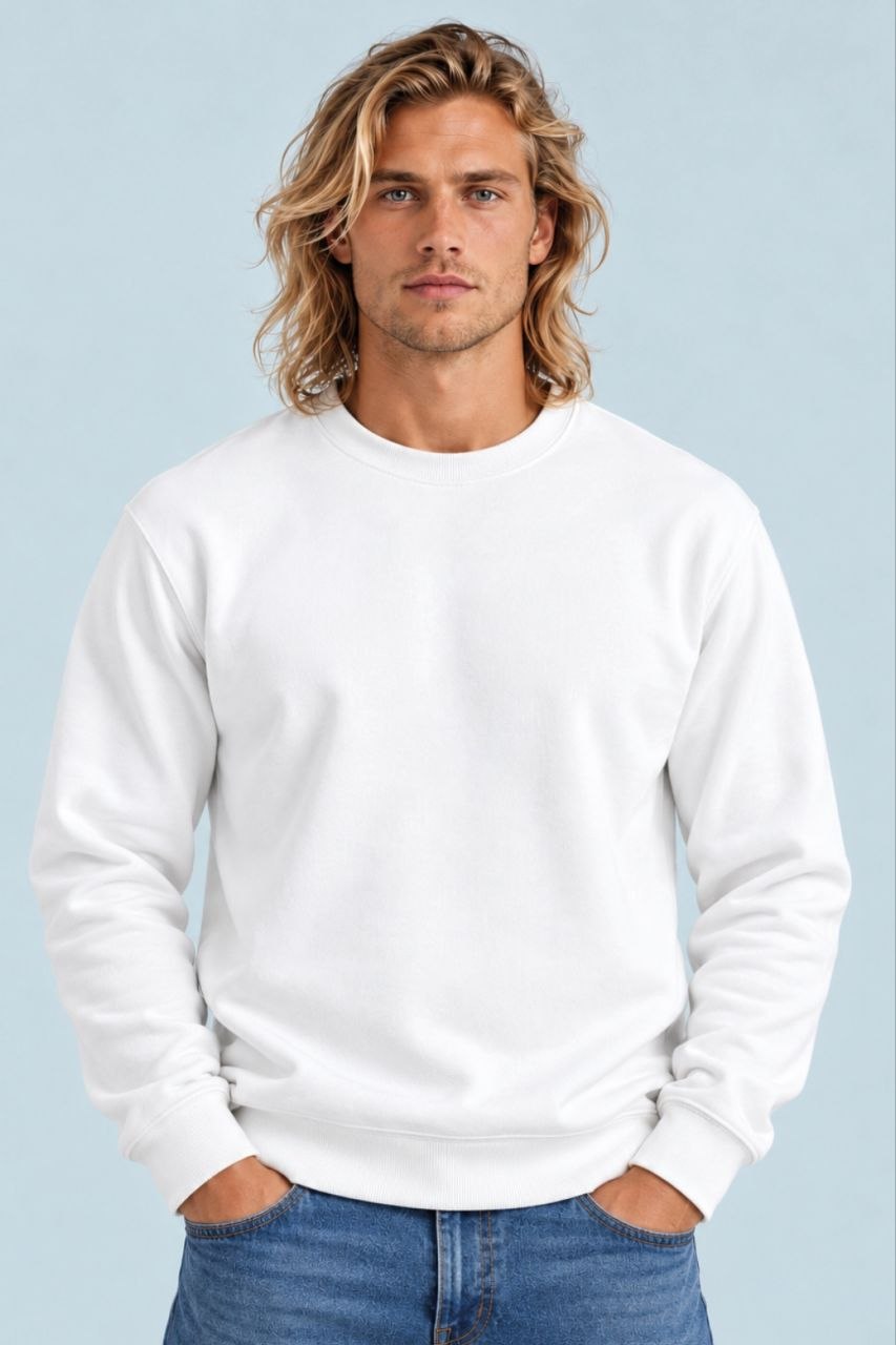 Sudadera sin estampar, color Blanco, vista delantera