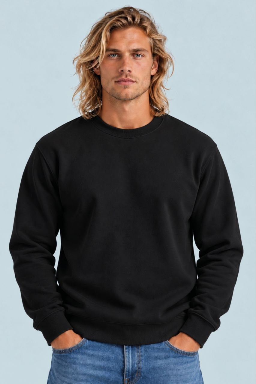 Sudadera sin estampar, color Negro, vista delantera