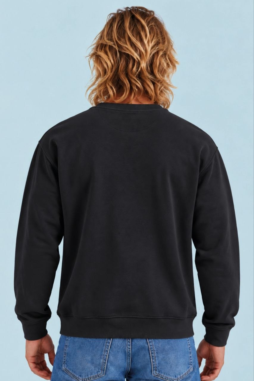 Sudadera sin estampar, color Negro, vista trasera